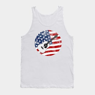 Acoustic Guitar USA Flag Guitarist Musician 4th July Tank Top